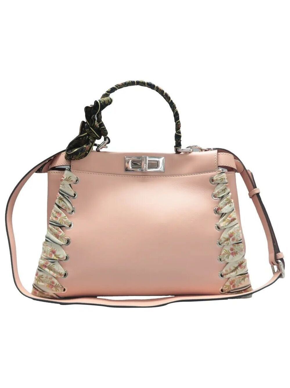 Authentic FENDI Peekaboo IseeU Pink Leather Satchel with Ribbon 1200-02202025